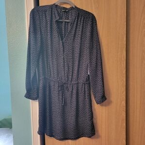 Hilary Radley Blue and White Long Sleeve Dress